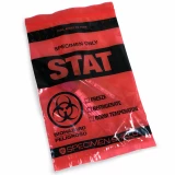 6x9 STAT 3 Wall Specimen Transport Zipper Locking Biohazard Red Bag with Tube Samples Inside Bag