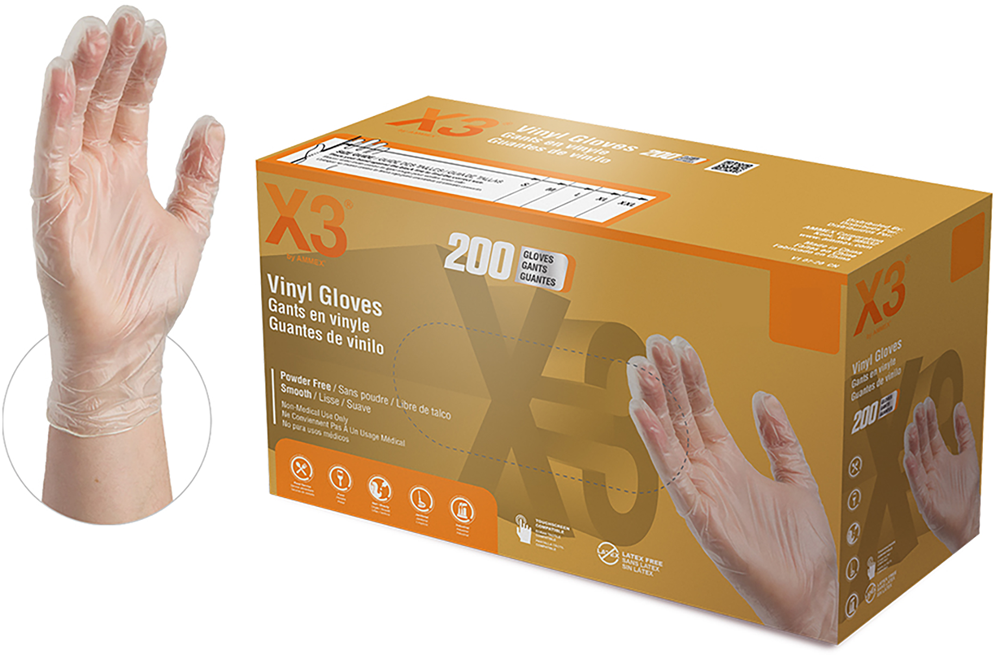 Clear Disposable Vinyl Gloves - Polymer Coated - Large