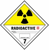 D.O.T. Radioactive II Materials Label for Transportation of Hazardous Materials - Class 7