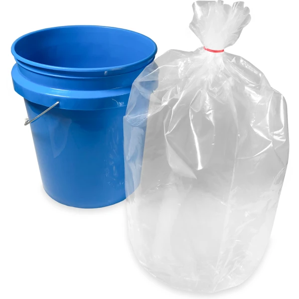 5 Gallon Round Bottom Clear Plastic 4 Mil Low Density Drum Liners - 19x22