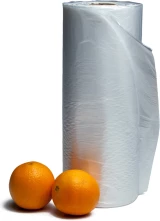 12 x 17 0.5 Mil Plastic Produce Bags on Roll with Oranges