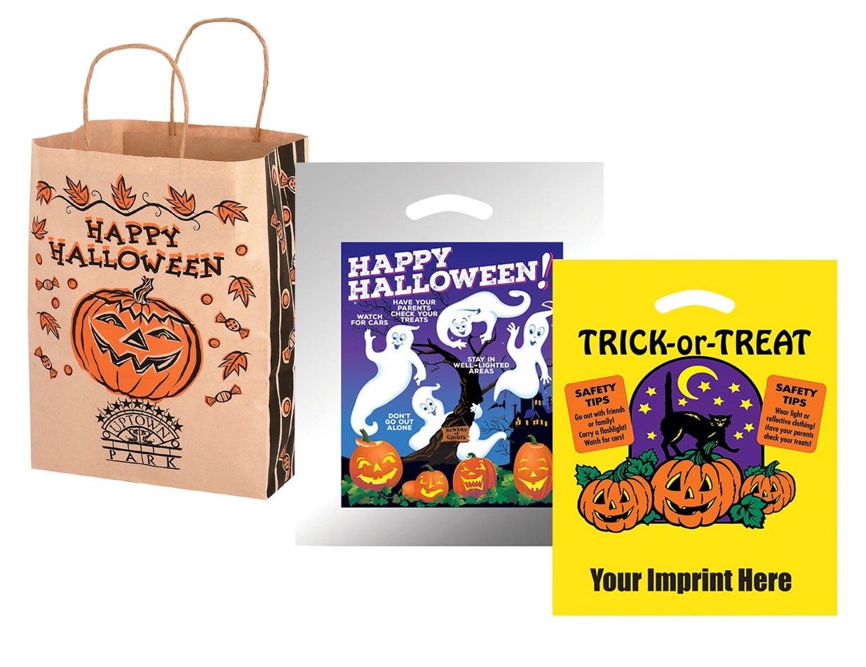 Custom Printed Halloween Bags Plastic Trick or Treat Bags