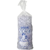 Ice in 20 lb. Wicketed Plain Top PURE ICE Plastic Ice Bags 13.5 x 28 + 4 BG .002