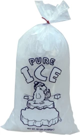 20 lb Plain Top Pure Ice Plastic Ice Bag Polar Bear
