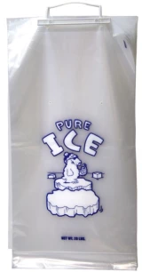 20 lb PURE ICE Ice Bag on Wickets with Polar Bear graphic
