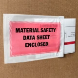 Close up of 4.5 x 6 Packing List Material Safety Data Sheet Enclosed on Box