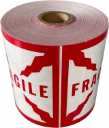 Printed Red and White 4 x 4 FRAGILE Fragile Labels on Roll Butt Cut