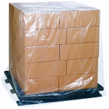 30 x 26 x 48 3 Mil Clear Pallet Covers on Pallet of Boxes