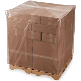 32 x 28 x 72 4 Mil Clear Pallet Covers on Pallet of Boxes
