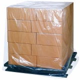 48 x 43 x 76 2 Mil Clear Pallet Covers on Pallet of Boxes