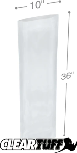10" x 36" 2 Mil Flat Poly Bags
