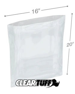 16" x 20" 6 Mil Flat Poly Bags