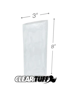 3" x 8" 1.5 Mil Flat Poly Bags