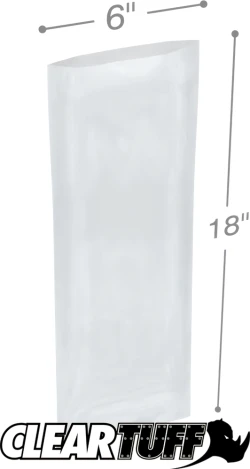6" x 18" 2 Mil Flat Poly Bags