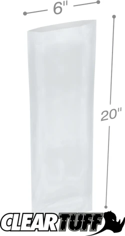 6" x 20" 2 Mil Flat Poly Bags