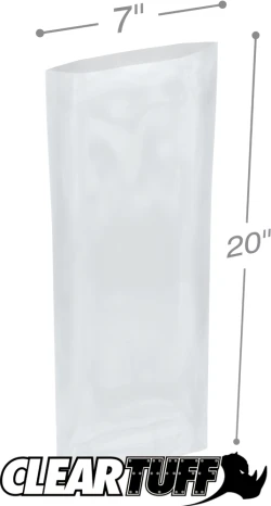 7" x 20" 2 Mil Flat Poly Bags
