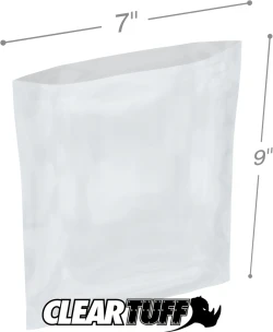 7" x 9" 2 Mil Flat Poly Bags