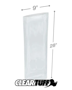 9" x 28" 2 Mil Flat Poly Bags