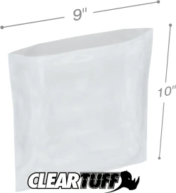 9" x 10" 2 Mil Flat Poly Bags
