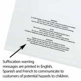 Multi Language Suffocation Warnings of Vented Poly Bag