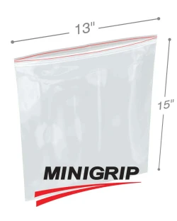 13" x 15" 2 Mil Double Zip Minigrip Resealable Poly Bags