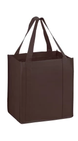 Chocolate Brown 12 x 8 x 13 + 8 Heavy Duty Non-Woven Grocery Tote Bag