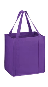 Purple 12 x 8 x 13 + 8 Heavy Duty Non-Woven Grocery Tote Bag