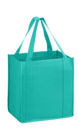 Teal 12 x 8 x 13 + 8 Heavy Duty Non-Woven Grocery Tote Bag