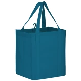 Maui Blue 13 x 10 x 15 + 10 Heavy Duty Non-Woven Grocery Tote Bag