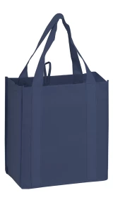 Navy Blue 13 x 10 x 15 + 10 Heavy Duty Non-Woven Grocery Tote Bag