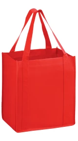 Red 13 x 10 x 15 + 10 Heavy Duty Non-Woven Grocery Tote Bag
