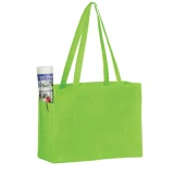 Lime 16 x 6 x 12 + 6 Non Woven Over-The-Shoulder Tote Bag with Side Pockets