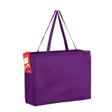 Purple 16x6x12+6 Non Woven Over-The-Shoulder Tote Bag with Side Pockets