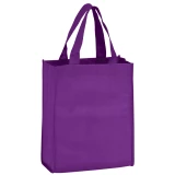 Purple 8 x 4 x 10 + 4 Non Woven Grocery Tote Bag