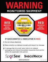 ShockWatch 2 Companion Labels 4.5x5.75 with impact Indicator