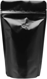 Black Back of Clear/Black 16 oz. Stand Up Pouch with Valve