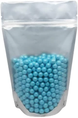 4 oz Stand Up Pouch Clear/Gold PET/ALU/LLDPE with Blue Candy
