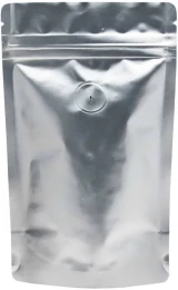 Silver Back of Clear/Silver 2 oz. Stand Up Pouch with Valve