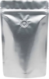 Silver Back of Clear/Silver 8 oz. Stand Up Pouch with Valve