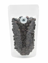 Clear 4x6-5/8+2-3/8 Clear 2 oz. Stand Up Pouch with Valve with Coffee Beans