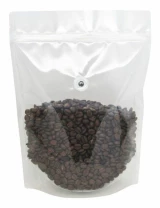 Clear 5 lb Stand Up Pouch with Valve with Coffee Beans