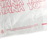Suffocation Warning Printed at Bottom Front of 18 x 8 x 28 Retail Thank You Bags 0.65 Mil
