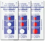 WarmMark Temperature Indicator Exposed to Temperatures Greater than 10C / 50F and indicated with red dots