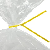 Close up of 10 Inch Yellow Paper Twist Ties Tied on Bag