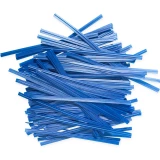 Group of 4 Inch Blue Plastic Twist Ties Scattered Out