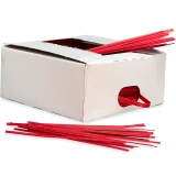 4 Inch Red Paper Twist Ties with Twist Ties Coming out of Top and Side Openings