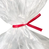 Close up of 4 Inch Red Plastic Twist Ties Tied on Bag - 1000/Pack