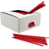 4 Inch Red Paper Twist Ties with Twist Ties Coming out of Top and Side Openings