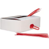 5 Inch Red Paper Twist Ties with Twist Ties Coming out of Top and Side Openings