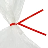 Close up of 8 Inch Red Paper Twist Ties Tied on Bag - 1000 per Pack